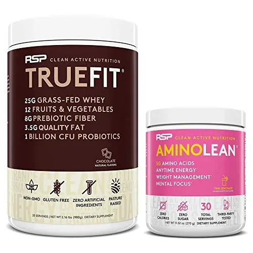 RSP NUTRITION AminoLean Pre Workout Energy (Pink Lemonade 30 Servings) with TrueFit RSP NUTRITIONUS supplements