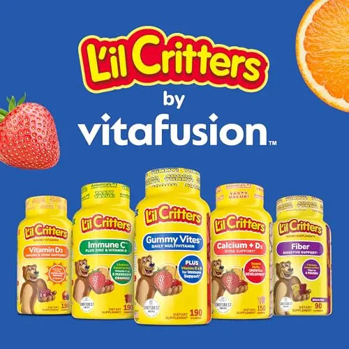 L’il Critters Gummy Vites No Sugar Added Daily Gummy Multivitamin for Ages 2+ Toddlers & Kids, Vitamin C, D3 for Immune Lil Critters Au supplements