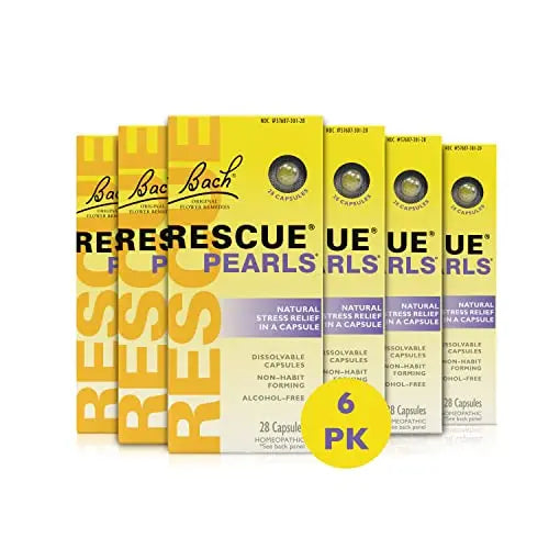 Bach RESCUE PEARLS, Natural Orange Vanilla Flavor, Natural Stress Relief, Homeopathic Flower Essence RESCUEAU supplements