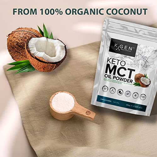 Keto MCT Oil Powder Pure Coconut MCT Keto Coffee Creamer | Premium Quality C8 Easily Absorbed & Digested - Ideal for Paleo & Vegan Diets K GEN ketogenic enhancementUS supplements