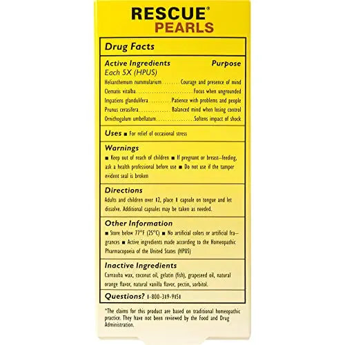 Bach RESCUE PEARLS, Natural Orange Vanilla Flavor, Natural Stress Relief, Homeopathic Flower Essence RESCUE uk supplements