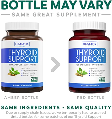 Thyroid Support with Iodine - 120 Capsules (Non-GMO) Healths Harmony Au supplements