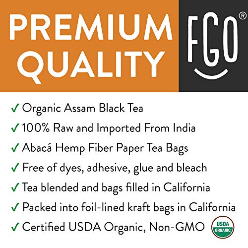 FGO Organic Assam Tea, Eco-Conscious Tea Bags, 100 Count, Packaging May Vary FGO Au supplements