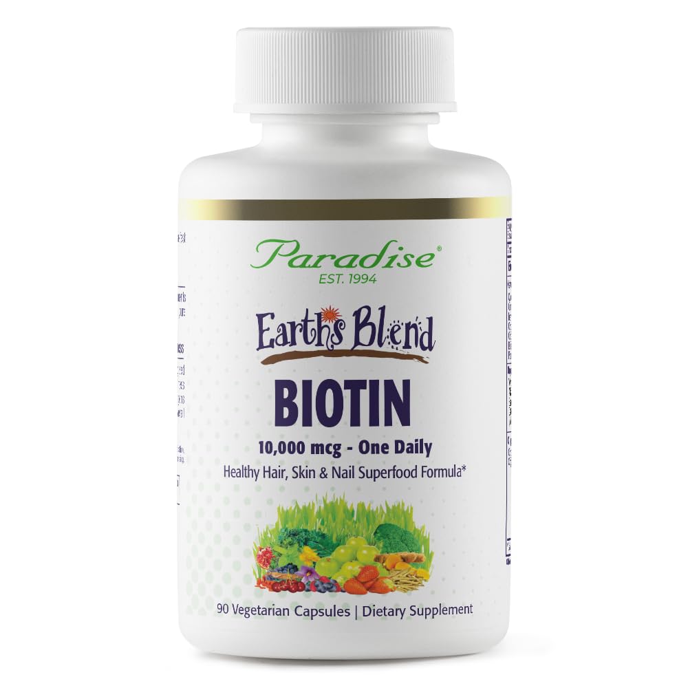 Paradise Herbs Earth's Blend Biotin Supplement, Hair, Skin & Nails, Whole Body Health, Vegan, Non-GMO, 90 Vegetarian Capsules Paradise Herbs Au supplements