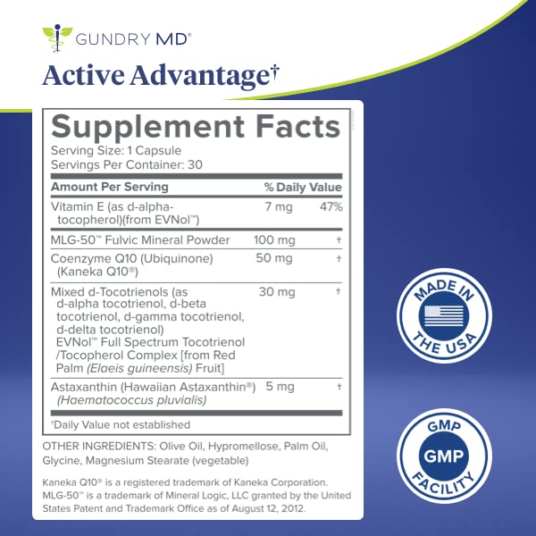 Gundry MD® Active Advantage Astaxanthin and CoQ10 Supplement to Support Energy Gundry MD Au supplements