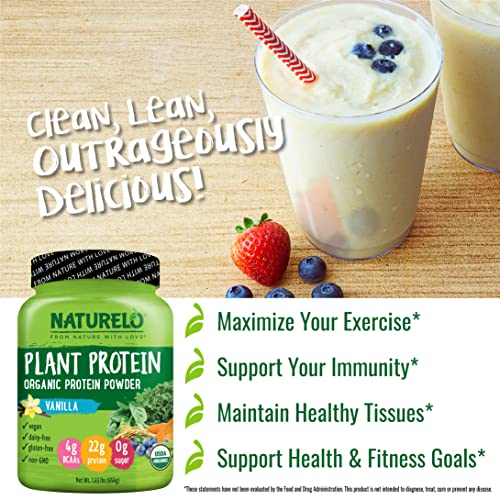 NATURELO Plant Protein Powder, Vanilla, 22g Protein - Non-GMO, 20 Ser NATURELO Au supplements