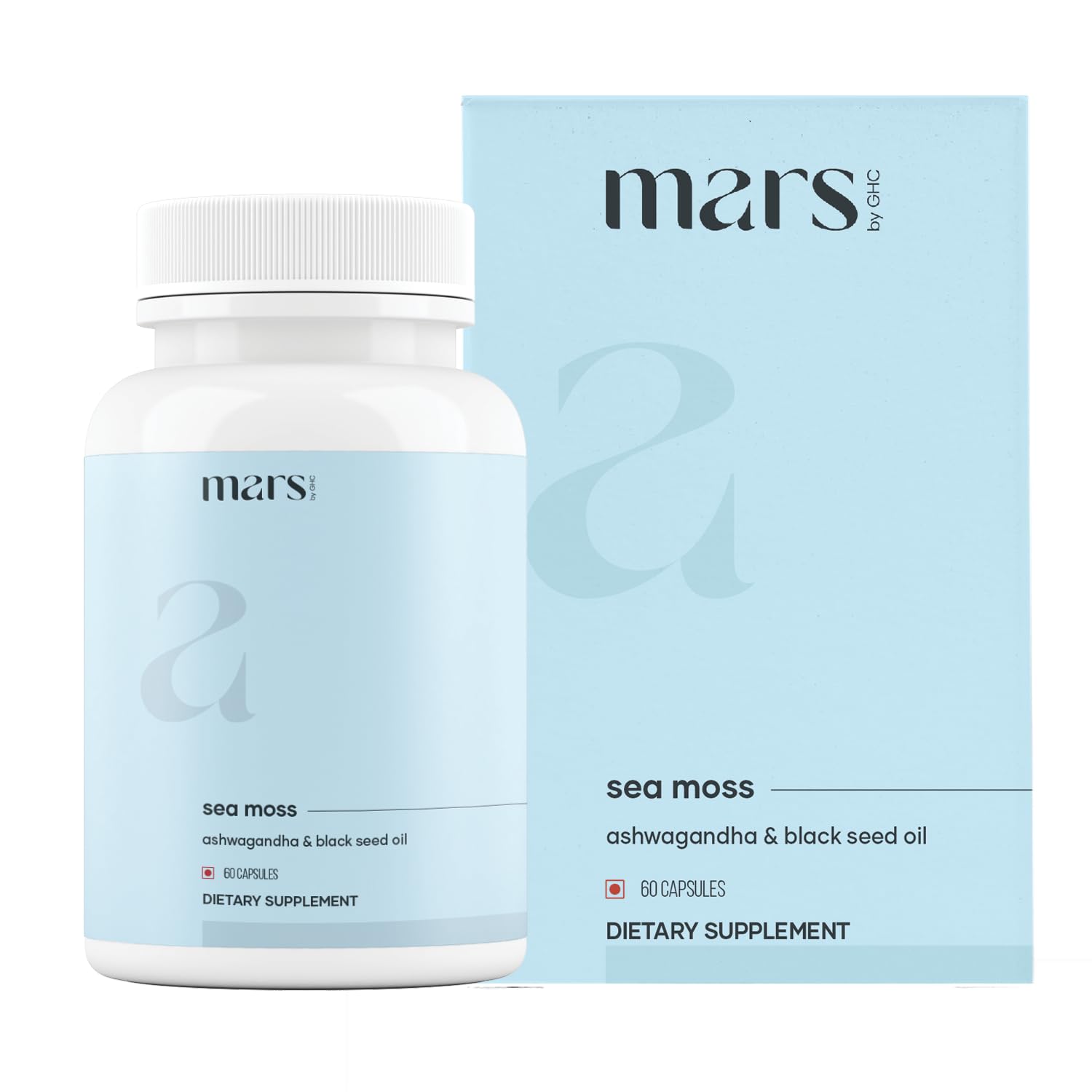 Mars Sea Moss Caps Surge Natural (60N) | Packed with 84 Essential Minerals | Powered with Black Seed Oil, Surgemax & Vitamin D3 | Overall Well-Being - Pack of 3 mars by GHC Au supplements