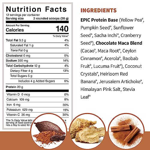 Sprout Living Epic Protein, Plant Based Protein & Superfoods Powder, Chocolate Maca Sprout Living Au supplements