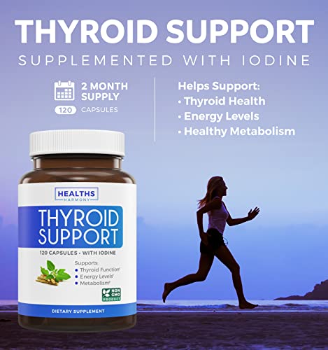 Thyroid Support with Iodine - 120 Capsules (Non-GMO) Healths Harmony Au supplements
