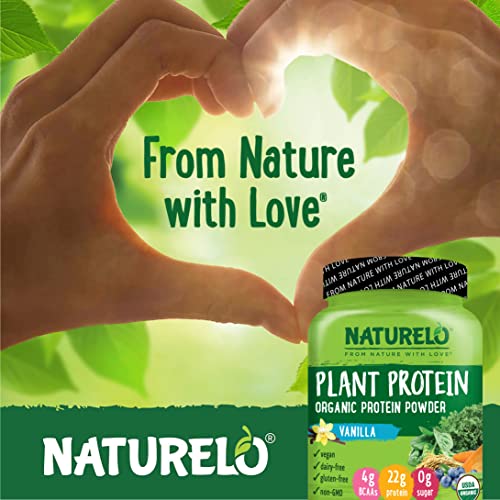 NATURELO Plant Protein Powder, Vanilla, 22g Protein - Non-GMO, 20 Ser NATURELO Au supplements