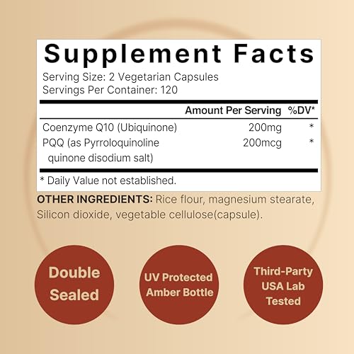 NatureBell CoQ10 (Ubiquinone) 200mg with PQQ, 240 Veggie Capsules | Stable High NatureBell Au supplements
