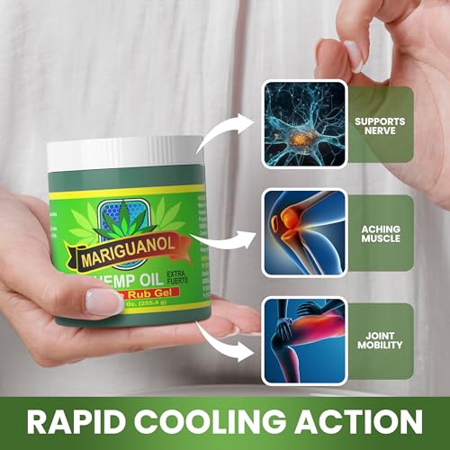 Mariguanol 9 Oz. Extra Strong Muscle Rub Gel with Hemp Oil, Menthol & Camphor – Cooling, Rapid-Absorbing Topical Gel for Active Lifestyles – Net Wt. 9 oz (255.4 g) [Pack of 2] MARIGUANOL Au supplements