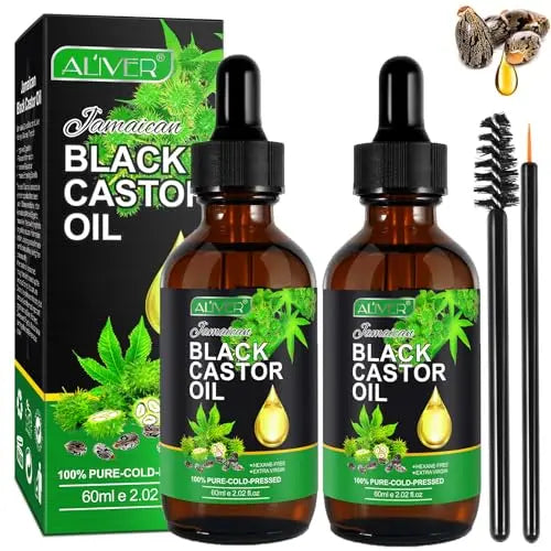 ALIVER Jamaican Black Castor Oil (2 Pack), Jamaican Castor Oil Organic Cold Pressed Unrefined ALIVERAU supplements