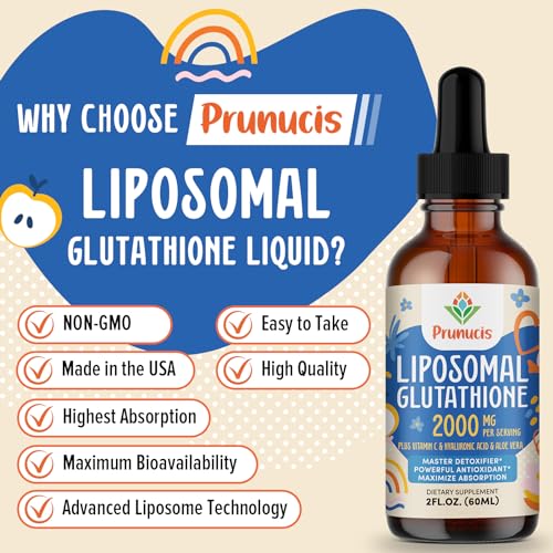 2000MG Liposomal Glutathione Liquid, 98% Absorption, Glutathione Liquid Supplement Prunucis Au supplements