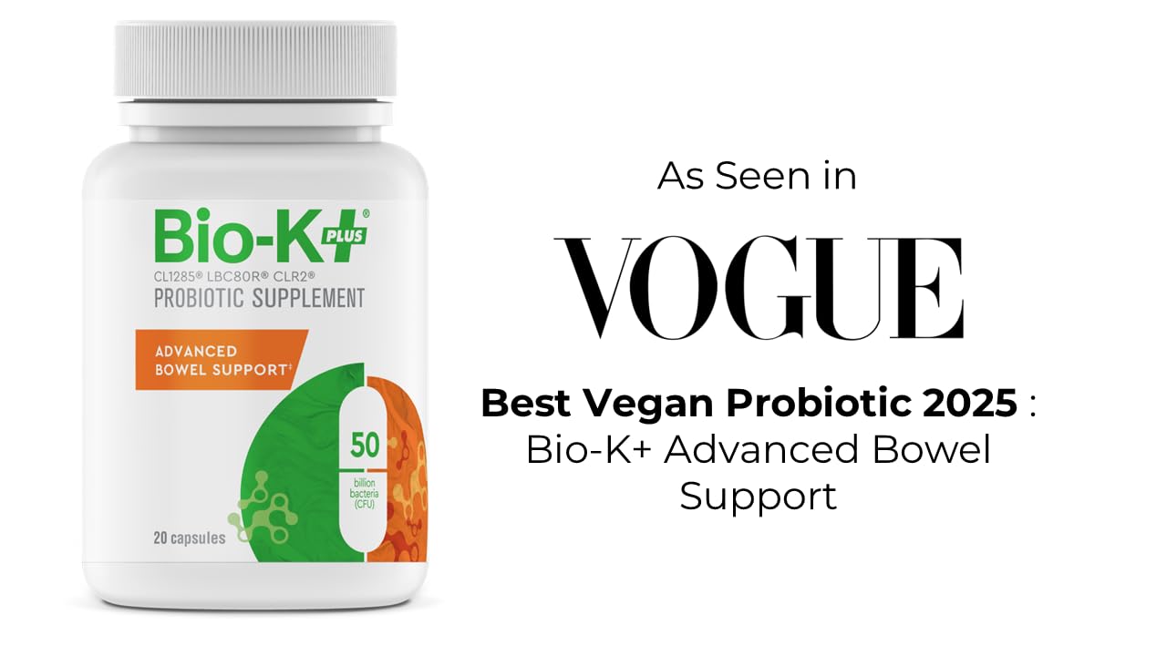 Bio-K+ Probiotic Advanced Bowel Support – 50 Billion CFU – Vegan, Gluten-Free, Non-GMO – Supports Digestive Health & Regularity – for Men & Women – 20 Probiotic Capsules Bio-K Plus Au supplements