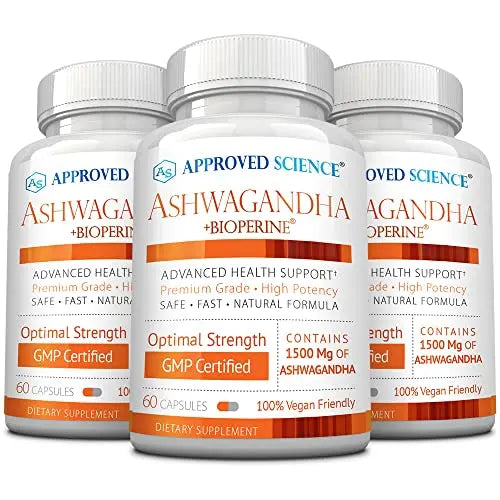 Approved Science® Ashwagandha 1500mg with Bioperine® and Ginger- Alleviate Sleepless Approved Science uk supplements