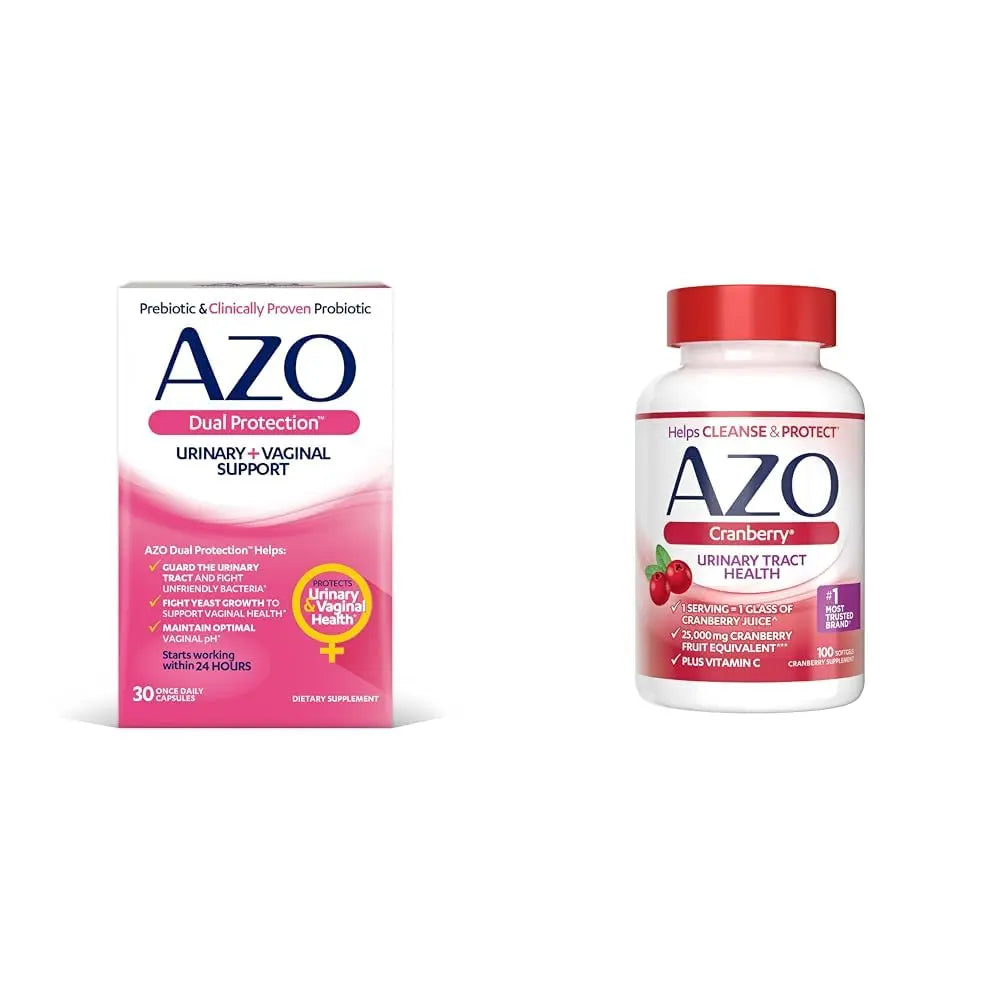 AZO Dual Protection | Urinary + Vaginal Support* | Prebiotic Plus Clinically Proven Women AZO uk supplements