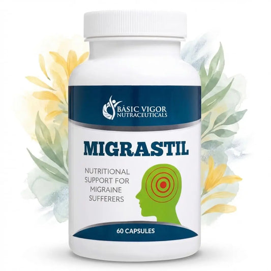 Basic Vigor Migrastil Migraine Support Capsules. Feverfew, Magnesium, Taurine & Vitamin B1 for Migraines Natural Supplement. Made in The USA. Vegan and Gluten Free. Basic VigorAU supplements