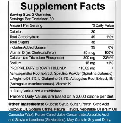 Velmira® Heightener Gummies for Bone Health & Development Support – Essential Vitamins & Minerals, Easy-to-Chew Gummies for Kids, Teens & Adults (Ages 5+) Velmira Au supplements