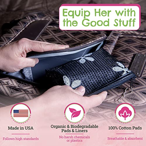 First Period Kit To-go! - Organic Biodegradable Tween Pads & Liner - Period Bags for Teen Girls Be Prepared. Period. Au supplements