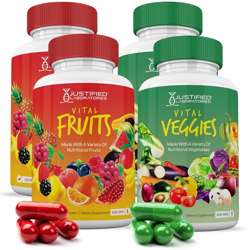 (4 Pack) Vital Fruits and Veggies Supplement Whole Food Red & Green Superfoods Justified Laboratories Au supplements