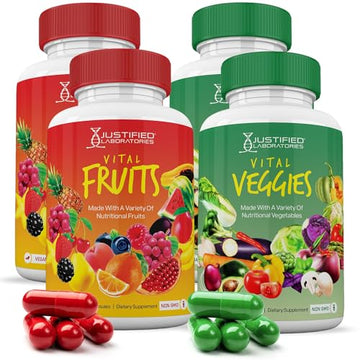 (4 Pack) Vital Fruits and Veggies Supplement Whole Food Red & Green Superfoods Justified Laboratories Au supplements