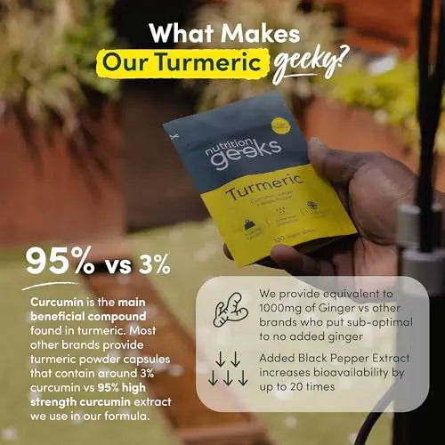 Nutrition Geeks Turmeric Tablets 2000 mg with Black Pepper & Ginger, High Strength Nutrition Geeks Au supplements
