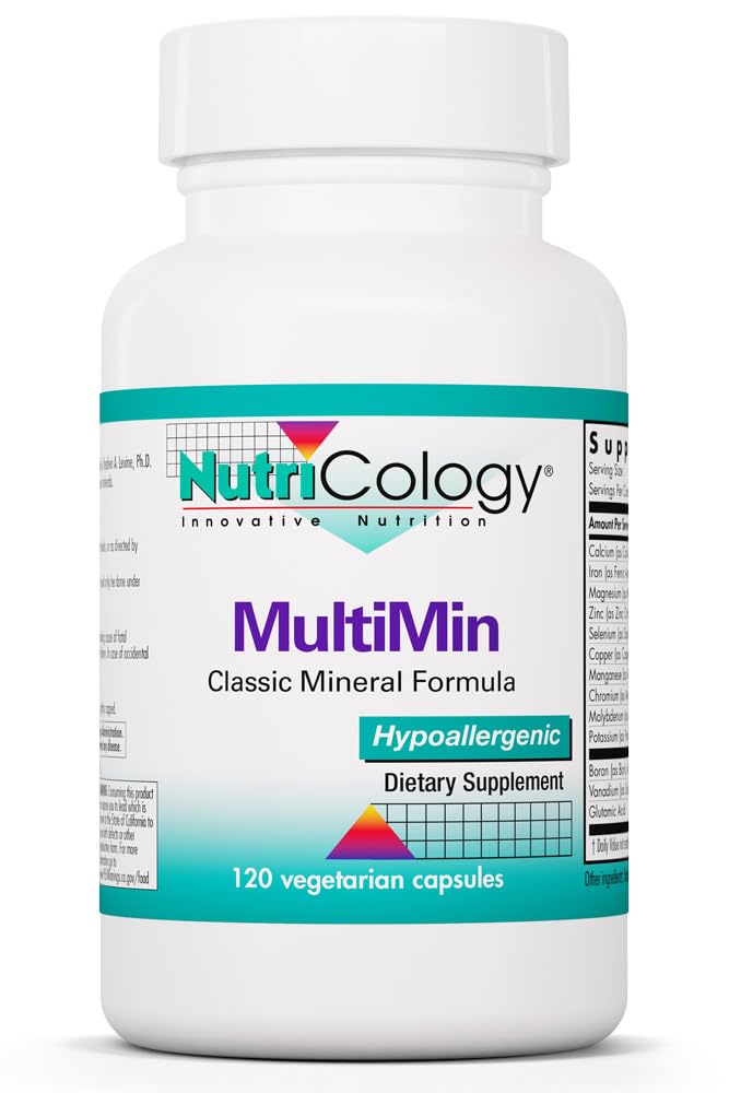 NutriCology MultiMin - Essential Mineral Blend with Macro Trace & Ultra Trace Minerals - Supports Mineral Balance Absorption & Cellular Function - 120 Servings - 120 Vegetarian Capsules Allergy Research Group Au supplements