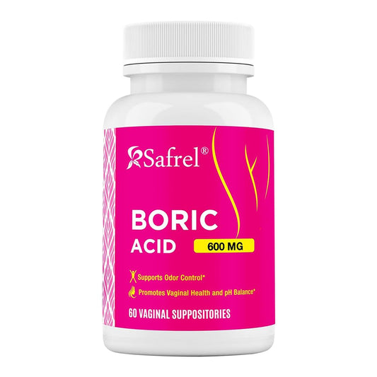 Safrel Boric Acid Vaginal Suppositories - 60 Count (1-Pack) – 100% Pure USA-Made, Supports Intimate SafrelUS supplements