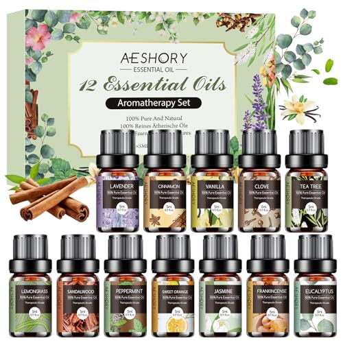 Essential Oils Set - 12 Pcs Aromatherapy Essential Oil Kit for Diffuser, Humidifier, Aromatherapy, Massage AeshoryUS supplements