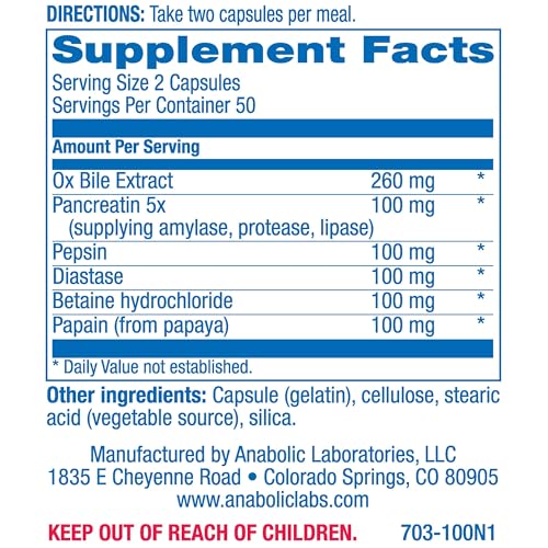 Anabolic Laboratories Multi Enzyme Nutritional Supplements - 100 Capsules of Digestive Anabolic Laboratories Au supplements