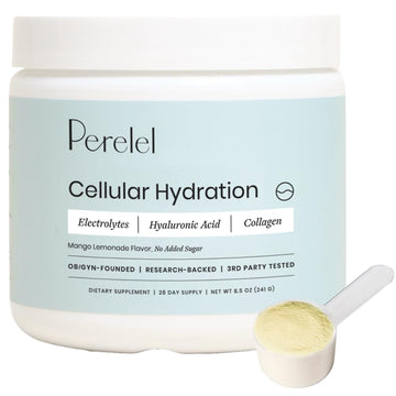 Perelel Hydration Powder, Electrolyte Supplement with Collagen & Hyaluronic Acid, Mango Lemonade Flavor, Soy & Gluten Free, Non GMO, No Added Sugar, 28 Servings