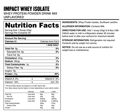 Myprotein Impact Whey Isolate Protein Powder, Gluten Free Protein Powder, Muscle Mass Myprotein Au supplements