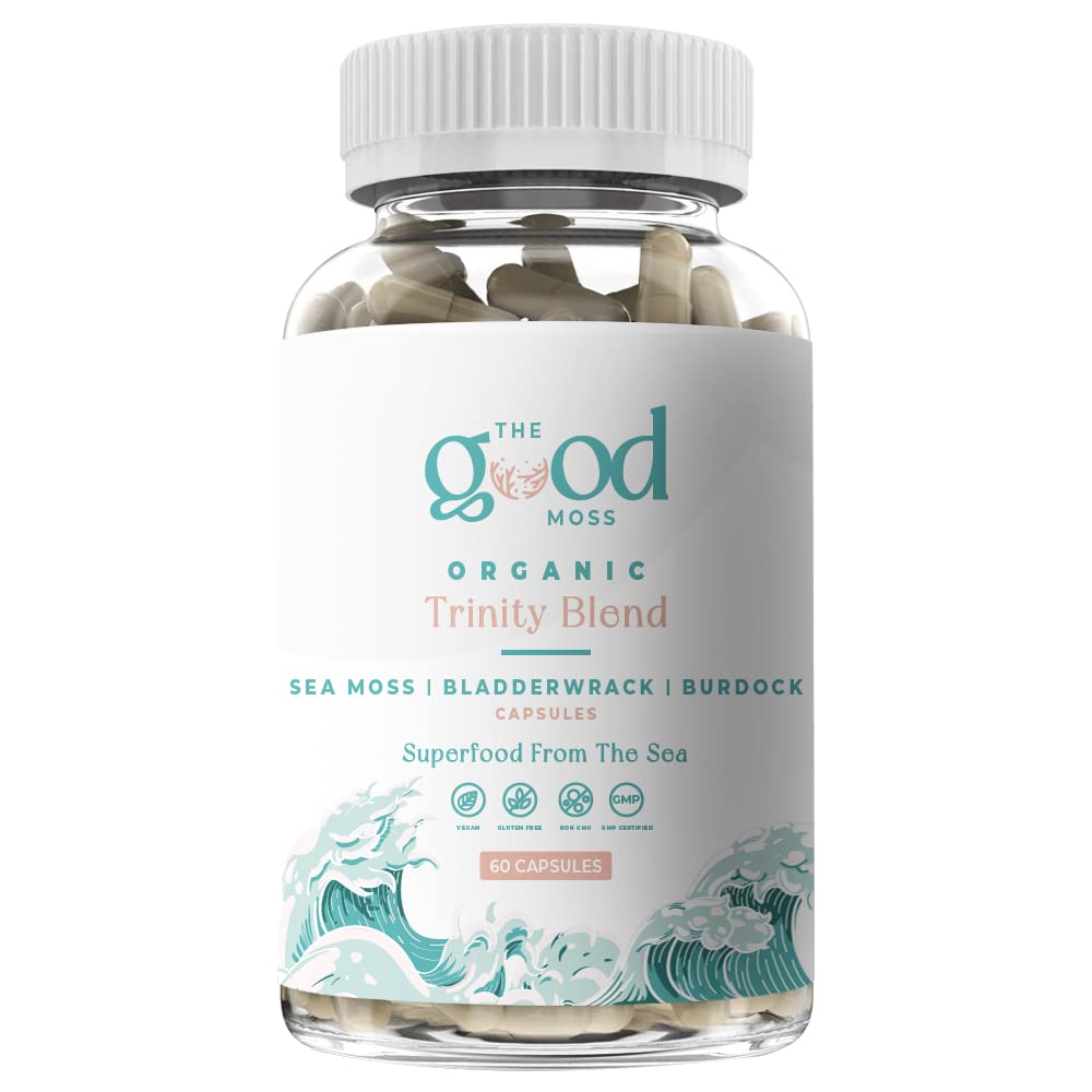 Trinity Blend Superfood -Sea Moss, Bladderwrack and Burdock Root Supplement for Overall Health Support, Hair, Skin and Nails 60ct The Good Moss Au supplements