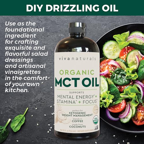 Viva Naturals Organic MCT Oil for Keto Coffee (32 fl oz) - Best MCT Oil Supplement Viva Naturals Au supplements