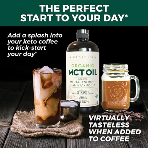 Viva Naturals Organic MCT Oil for Keto Coffee (32 fl oz) - Best MCT Oil Supplement Viva Naturals Au supplements