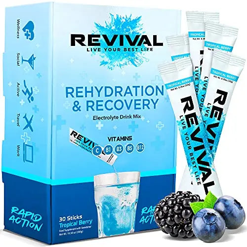 Revival Rapid Rehydration, Electrolytes Powder - High Strength Vitamin C, B1, B3, B5, B12 Revival ShotsAU supplements
