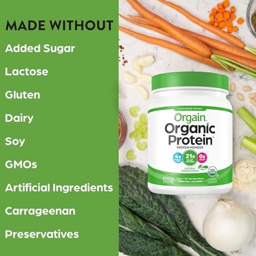 Orgain Organic Unflavored Vegan Protein Powder, Natural Unsweetened - 21g Plant Based Orgain Au supplements