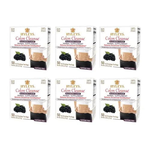 Hyleys Colon Cleanse Tea Blackberry Flavor - 50 Tea Bags (6 Pack - 300 Tea Bags Total) HYLEYS uk supplements