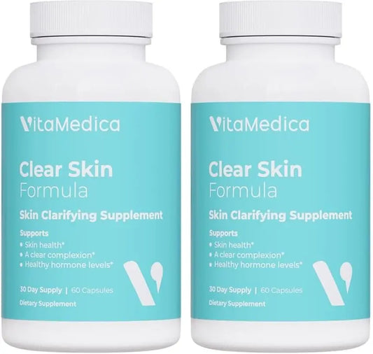 VitaMedica Clear Skin Vitamin Formula | Noncystic Acne Supplement for Skin Clearing | Breakout Treatment for Women and Men | Vitamins A, C, E, Selenium, Chromium, and Zinc for Skin Health | 2 Pack VitaMedicaAU supplements