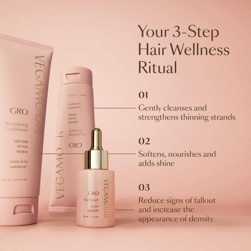 Vegamour Essentials Kit: Revitalizing Shampoo & Conditioner, Hair Serum, Weightless Repair Oil for All Hair Types VEGAMOUR Au supplements