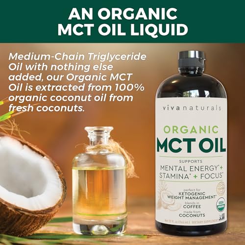 Viva Naturals Organic MCT Oil for Keto Coffee (32 fl oz) - Best MCT Oil Supplement Viva Naturals Au supplements