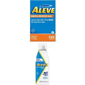 Aleve Back & Muscle with Naproxen, 250 Count & AleveX Pain Relief Spray, 3.2 Ounce, Pain Relief Aleve Au supplements