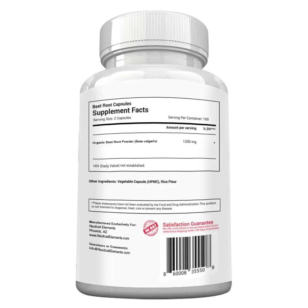 Beet Root Capsules - 1200mg Per Serving - 200 Beet Root Powder Capsules - Beetroot Powder Supports Blood Pressure, Athletic Performance, Digestive Nautical Elements uk supplements