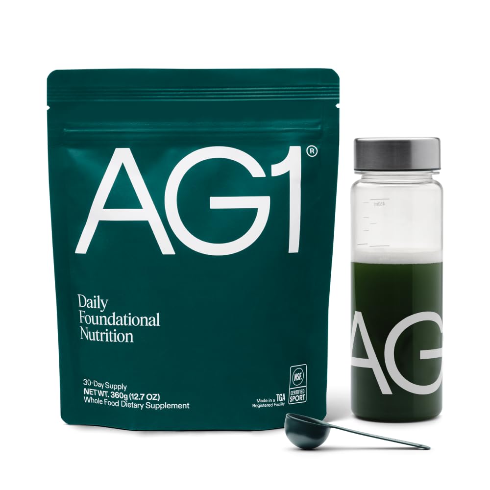 AG1 Greens Powder Supplement | Improve Gut Health | Multivitamin, Probiotic, Gluten Free, Vegan and Keto Friendly | Shaker & Scoop Included | 75 Vitamins (Athletic Greens), Classic Formula AG1 Au supplements