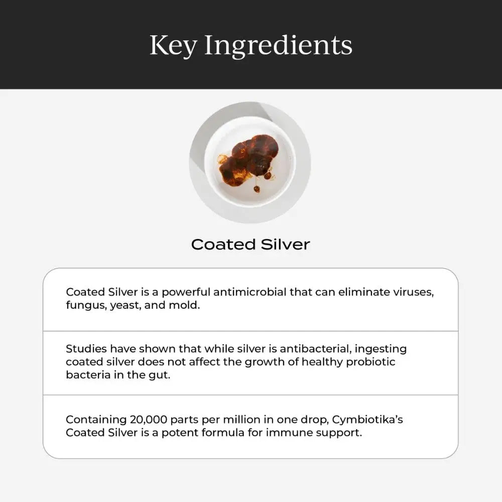 CYMBIOTIKA Colloidal Silver Liquid Supplement with Coated Silver, 20,000 PPM Mineral Concentrate, Immune Support Supplement for Adults, Easy to Use, 5 ml CYMBIOTIKA Au supplements