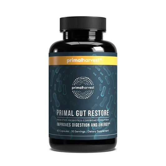 Primal Harvest Restore for Gut Health, Primal Gut Restore w/POSTbiotics, PREbiotics and PRObiotics for Women and Men, 60 CT - Digestion, Colon Cleanse, Primal HarvestAU supplements