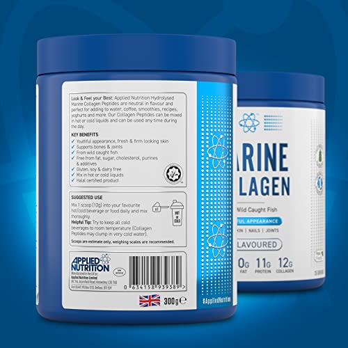 Applied Nutrition Marine Hydrolysed Collagen Powder from Wild Salmon - Protein for Health, Skin, Hair, Nails, Bones, Muscle & Joints Applied Nutrition Au supplements