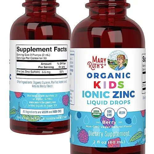 MaryRuth Organics Zinc Supplement for Immune Support, Immune Support Supplement for Kids, Ages 4-13, Zinc Sulfate, Vegan, USDA Organic, Glycerin Based, 2 Fl Oz MARYRUTH'S Au supplements